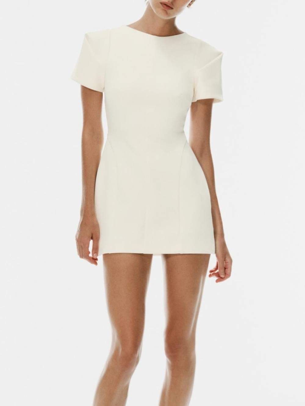 ZARA PLEATED SHORT-SLEEVE MINI DRESS